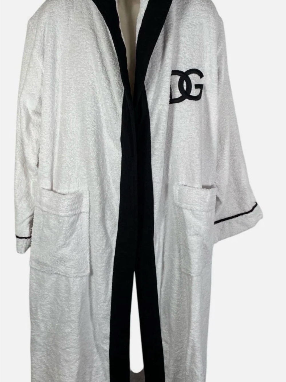 Dolce & Gabbana White and Black Terry Robe-Style Jacket Sz Lg unisex